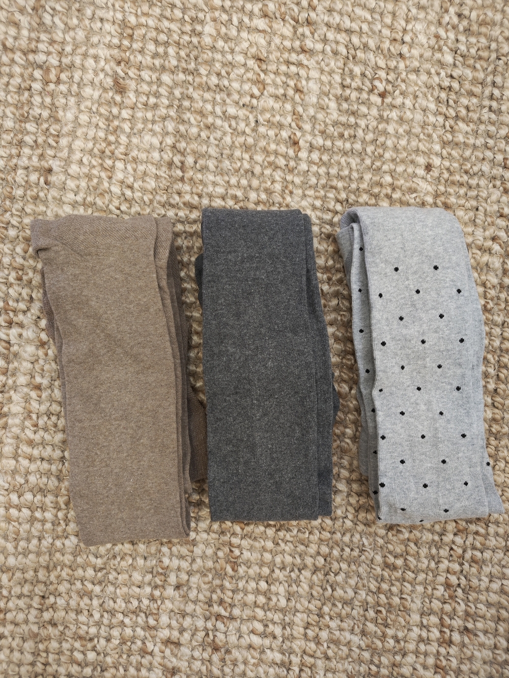 H&M Kids Tights Trio - Brown, Charcoal & Light Gray Dot